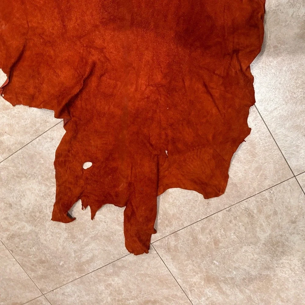 Large Suede Leather Hide Craft Supply Upholstery Piece DIY Projects‎ Orange